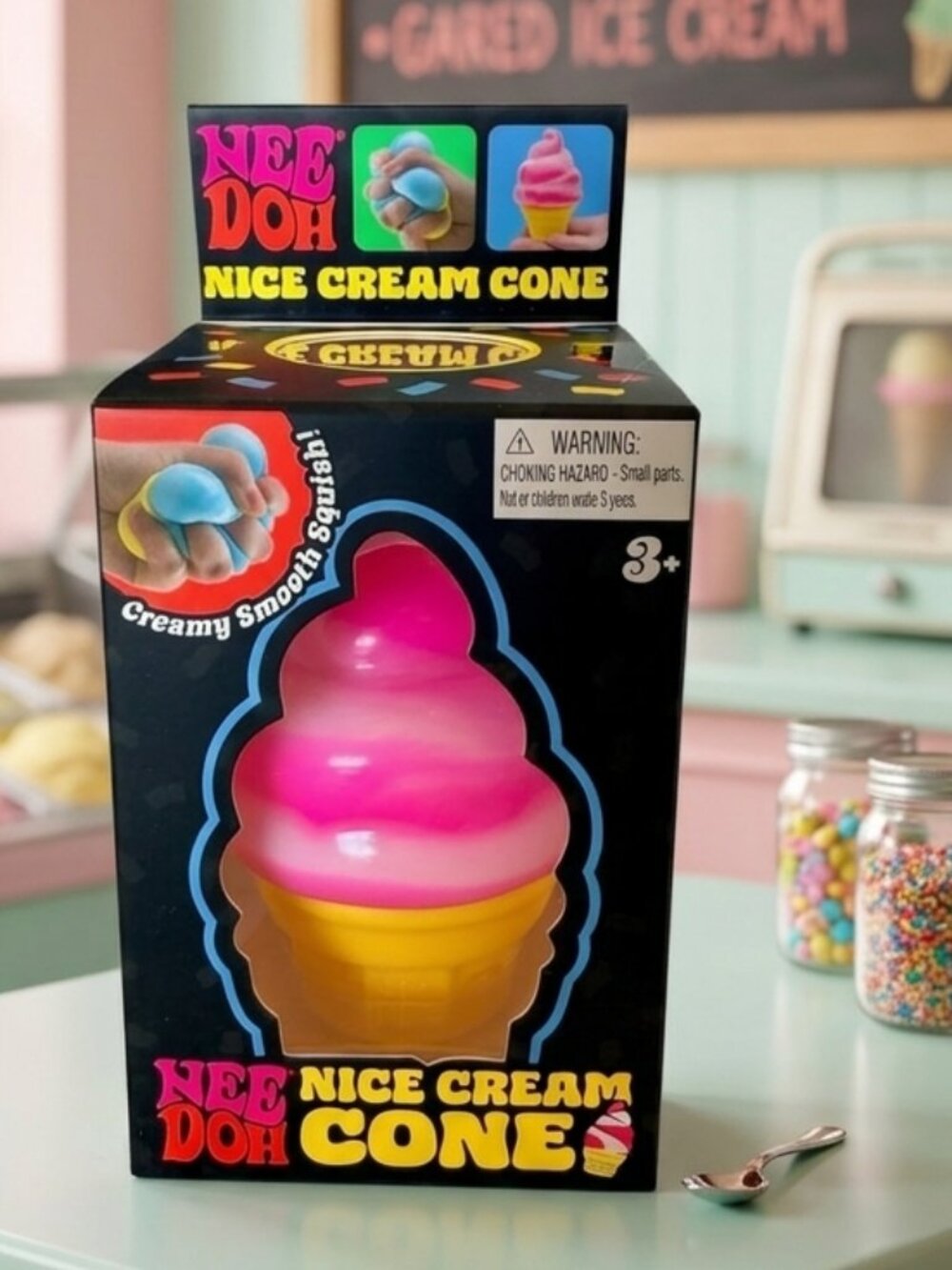 NEW NeeDoh Nice Cream Cone Pink Creamy Smooth Squish Fidget Toy Authentic Sealed